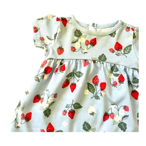 Garanimals Strawberry Print ruched light blue Baby Dress 3-6 Months short sleeve - Picture 7 of 7